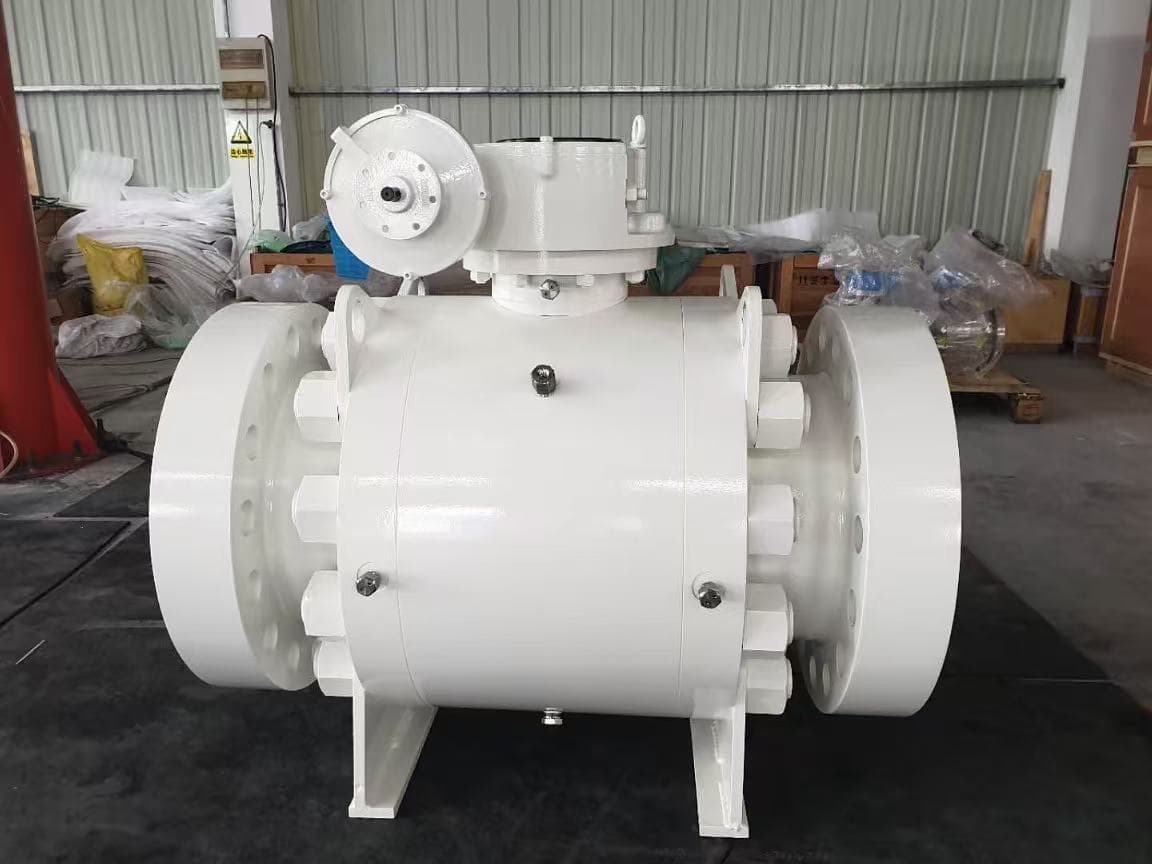 White coated valve with a top-mounted operator